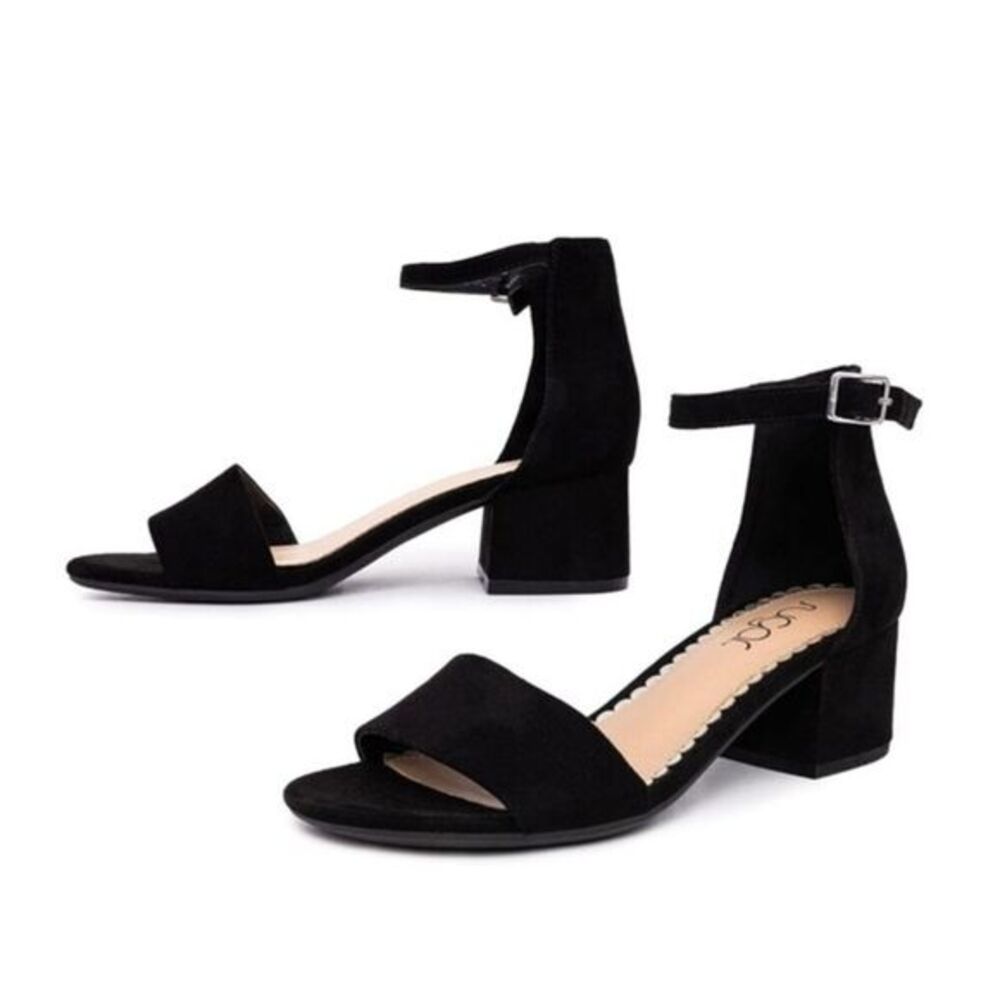 Sugar Women’s Sandals sz 9 Microfiber Black Block Heel NEW # box 995